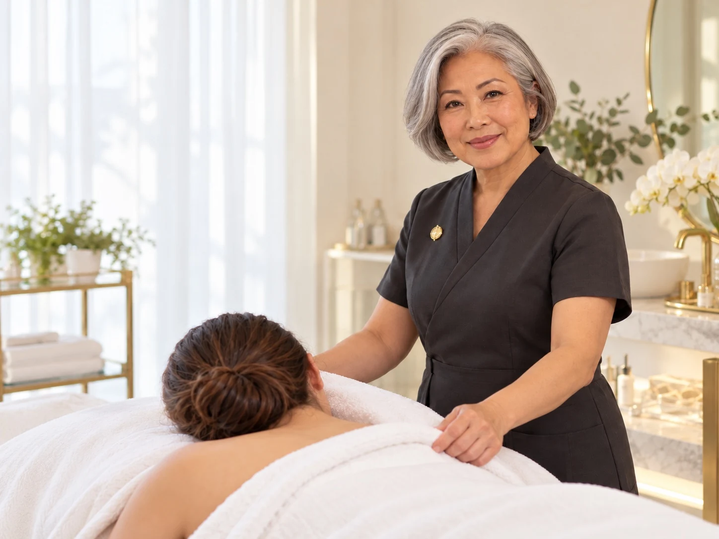 Profissional de estética em atendimento